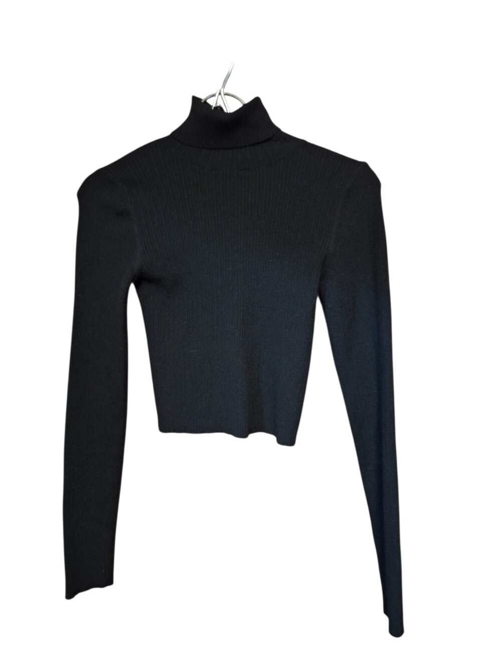 MUST HAVE Black Ribbed Turtleneck Long-Sleeve Turtleneck Cropped BERSHKA small